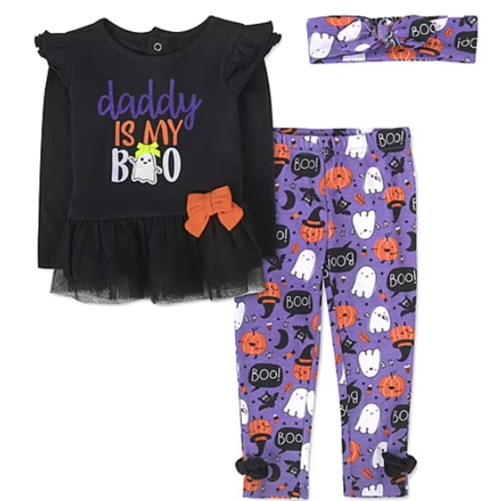 Baby Essentials | "Daddy Is My Boo" 3 Piece Halloween Set | Size 9 Months